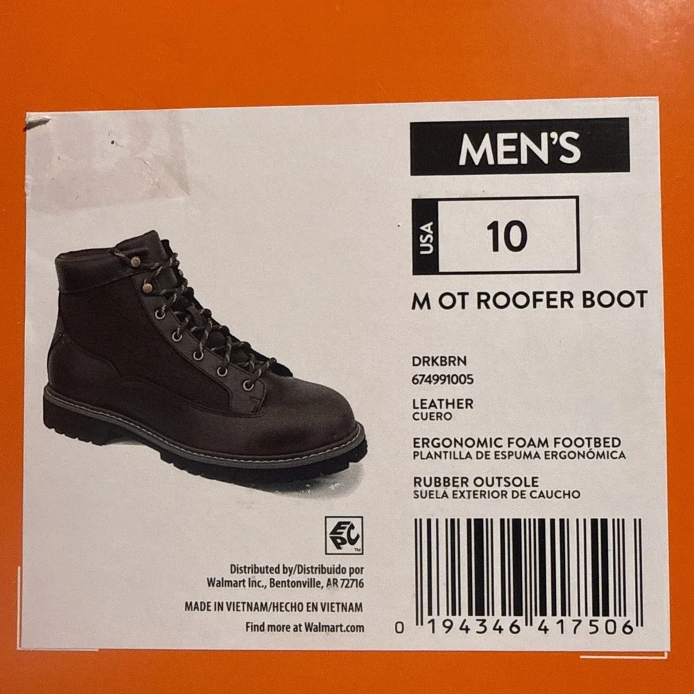 Ozark Trail Roofer Boot Brown Leather Men's Size 10